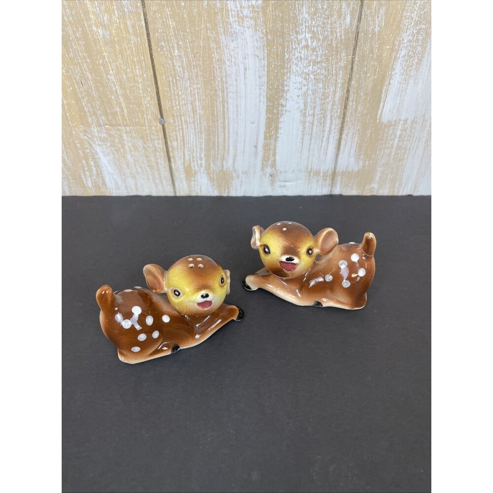 SET OF Vintage FAWN Deer Salt & Pepper Shakers Japan